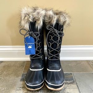 Jambu•NWT•9•Ella Waterproof Boots•Black•Warm Insulated Fleece Lining•Front Tie